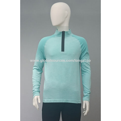 Buy China Wholesale Wholesale Oem Custom Logo Zip Turtleneck Oversized Men  Long Sleeve Shirt Men's Seamless Half Zip Pullover Shirt & Men's Pullover  Shirt