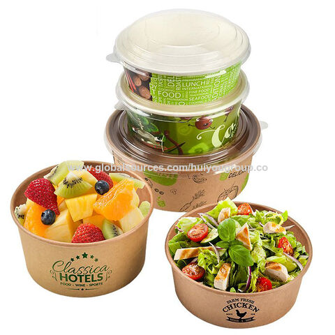 Mangkuk Kertas Cetak Kustom 16Oz, Mangkuk Salad Sup Kertas Kraft, Wadah Makanan Sekali Pakai, Mangkuk Kertas Microwave untuk Makanan Panas for sale at factory direct price