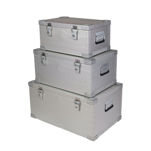 Swiss Link Custom Industrial Aluminum Lidded Storage Box for Tools, Small Silver