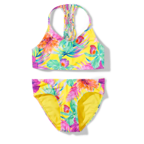 Teen girls 2 sets swimwear, braided strape girls bikini, recycled, repreve fabric for sale at factory direct price