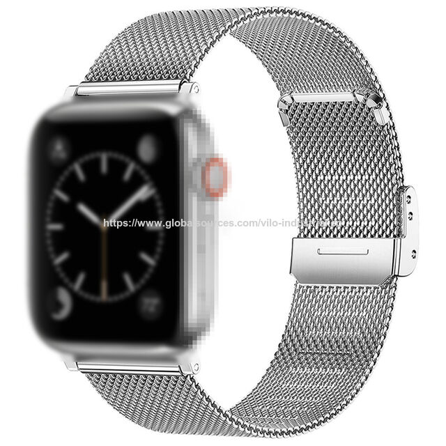Tali Jam Tangan Milanese Mesh Fleksibel yang Dapat Disesuaikan Tali Jam Tangan Cerdas Stainless Steel untuk Apple iWatch Series 9 8 7 6 5 4 3 SE