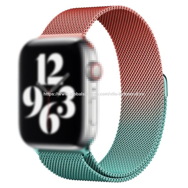 Tali Jam Tangan Stainless Steel Gradien untuk Apple Watch, Gelang Loop Milanese Magnetik untuk iWatch Series 9 8 7 6 5 4