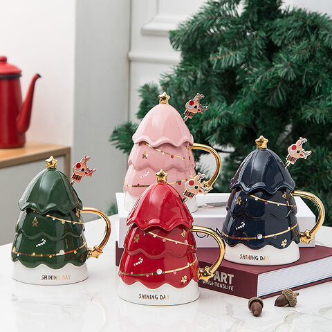 Tasse à café écologique en céramique de Noël en gros, ensemble de tasses à thé