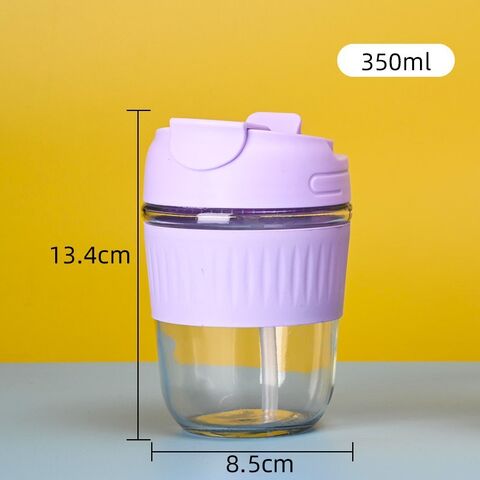 Customized 350ml 12oz Double Drinking Milk Glass Water Cup Coffee Mug With Lid Straw for sale at factory direct price