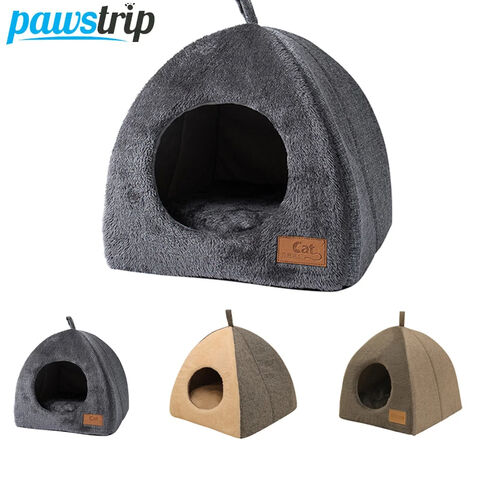 Weiches Katzenbett, warmes, halboffenes Katzenhaus, Kennel für kleine Hunde und Katzen, Tiefschlaf-Haustierkorb, gemütliche Katzenliege, Katzenzubehör
