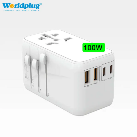 Adaptateur secteur de charge rapide GaN PD 3.0 100W en gros, adaptateur de voyage universel GaN IlI Tech PD international mondial for sale at factory direct price