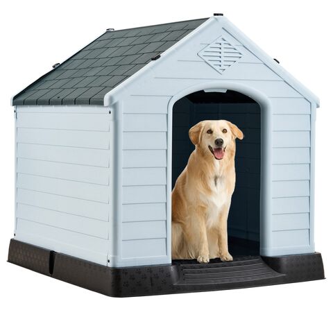 Caseta de perro de lujo para exteriores, patio de madera maciza, protector  solar grande a prueba