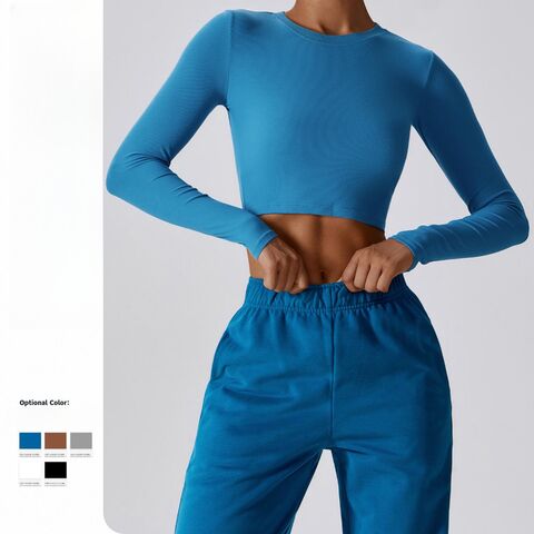 Bulk Buy China Wholesale Wholesale Fine Ribbed Gym Clothing For Women Slim  Fitness Nave Bare Crop Top Sports Wear Shirt Long Sleeve Solid Yoga Top  $5.6 from Free Market Co., Ltd.