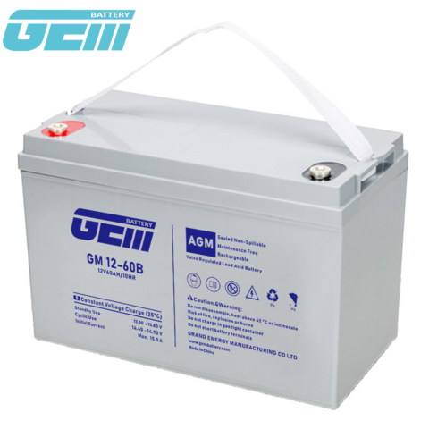 بطارية GEM 12V 60AH AGM VRLA قابلة لإعادة الشحن حمض الرصاص لنظام الطاقة الشمسية/نظام UPS CPX 60-12/PK12V60H