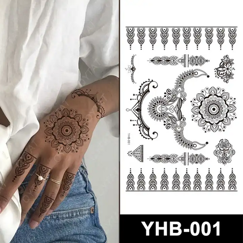 Red instant sticker henna design (2 hand ) waterproof sticker/Instant Mehndi  stikers design