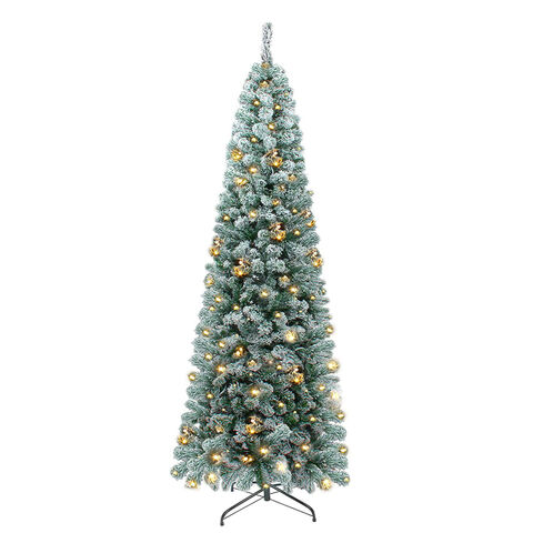 Buy Wholesale China Snow Flocked Pencil Christmas Tree 180cm Pre-lit ...