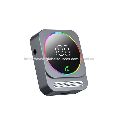Receptor de audio Bluetooth 5.3 AGETUNR J48, salida AUX de 3.5MM, kit para coche manos libres, conexión automática RGB para música, pantalla LCD, doble enlace