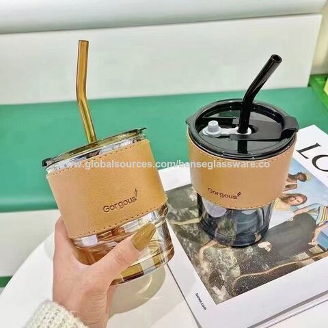350ml 400ml Coloured Glass Cup Amber Grey Portable Iced Coffee