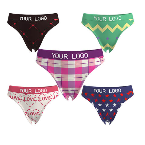 Buy Wholesale China Customized Color Logo Wholesale Custom Printed Underwear  Briefs Women Panties Thong Women's Panties & Women Panties at USD 4.3