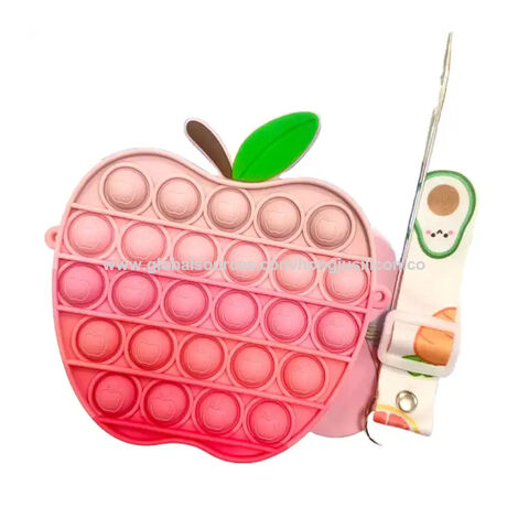 Bolso de hombro de descompresión con burbujas de silicona de dibujos animados, bolso cruzado de fresa y piña, bolso para teléfono móvil