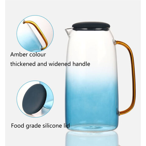 1/2 Gallon 60 Oz Large Jug Glass Pitcher with Lid Borosilicate Boiling  Glassware Hot & Cold Beverages Water Carafe - China Glass Pitcher with Lid  and Handle and Glass Pitcher with Lid