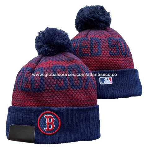 Buy Wholesale China Mlb Winter Knit Pom Beanie Hat Mlb Boston Red Sox  Customized High Quality Jacquard Knit Hat With Cuff Bsci Factory & Hat at  USD 0.672