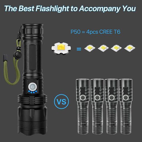 LED Tactical Flashlight with Red Green White Blue, 4 Colors 1 Lamp Zoomable  Multifunctional Waterproof For Night Vision, Fishing, Camping, Hunting