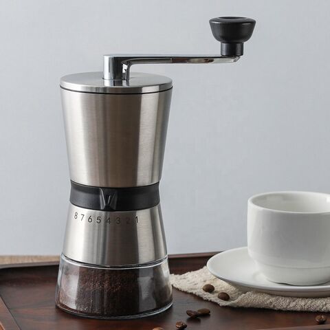 Venta directa de fábrica Molinillo de café manual con manivela de acero inoxidable 18/8 con muela de cerámica for sale at factory direct price