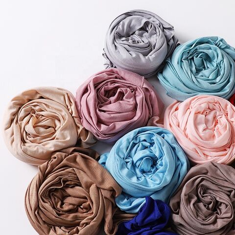 Lenço Hijab de Jersey de Algodão Modal Feminino - Xaile de Jersey Liso - Lenço Muçulmano Hijab Feminino for sale at factory direct price