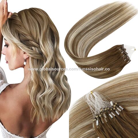 Micro Ring Loop Human Hair Extensions Micro Beads Link Remy Indian Hair  Colored