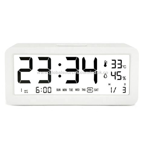 Horloge numérique à écran tactile avec  alarme/calendrier/température/humidité - Blanc