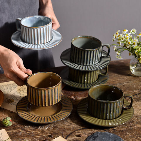 Taza de café y plato de cerámica con logo personalizado, mini taza de porcelana promocional para té o capuchino, juego de tazas de cerámica for sale at factory direct price