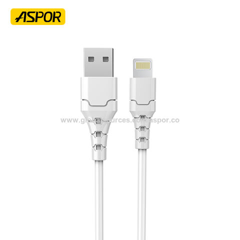Câble Aspor A100 3a Type C Charge rapide Type C 3a Téléphone Portable PC Ordinateur Portable Vente en gros Câbles de données USB