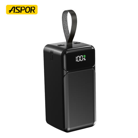Aspor Nouvelle Arrivée Power Bank 50000mAh Charge Rapide 22.5W avec 3 Câbles Intégrés