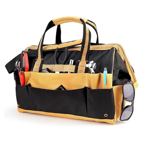 thumbnail image 2 of Heavy Duty Canvas Tool Bag – Large Zip Holdall, Carpenter Storage, 18x7x6 Inches, Black 2 of 5