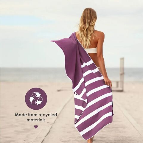 Toalla de Playa de Microfibra de Ante con Sublimación Personalizada de Secado Rápido para Verano, Libre de Arena, Hecha de Plástico Reciclado con Logo