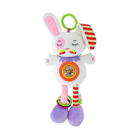 Chocalho para bebé Kawaii, coelho, brinquedos de pelúcia para crianças, coelhinho com orelhas móveis com airbag