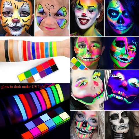 Glow Face Paint Kit Blacklight Neon Body Painting Makeup Non-toxic Water  Based Facepaint Twistable Stick for Event Halloween Kid Adult Make-Up