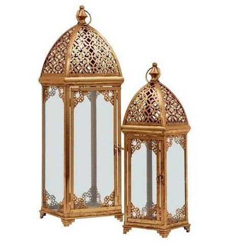 Gold Color Lantern High Class Quality Handmade Wholesale Candle Holder Ramadan Decoration Design for sale at factory direct price
