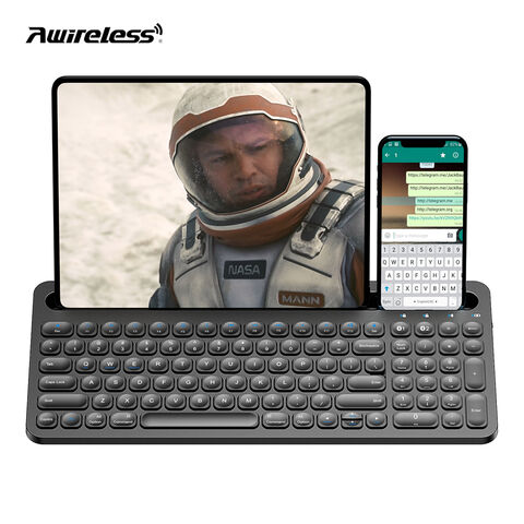 Teclado inalámbrico Bluetooth recargable con retroiluminación, silencioso, CE ROHS, multidispositivo, con soporte para teléfono for sale at factory direct price