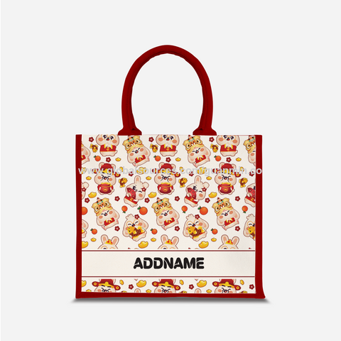 Familia de Conejos - Bolsa de Yute Roja for sale at factory direct price