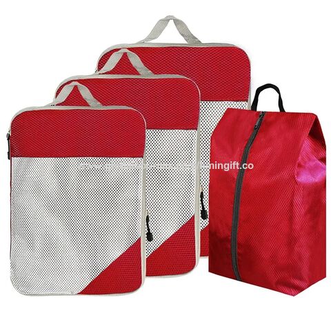 4pcs/set Portable Luggage Travel Storage Bag Suitcase Organizer Set extensible Packing Mesh Bags for Clothing Underwear Shoes,Packing Cubes, Size