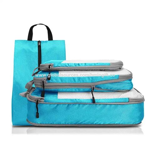 4pcs/set Portable Luggage Travel Storage Bag Suitcase Organizer Set extensible Packing Mesh Bags for Clothing Underwear Shoes,Packing Cubes, Size