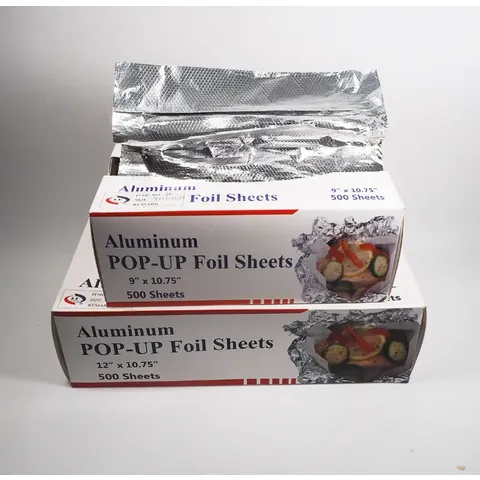 9x10,75/500 Blatt Aluminiumfolienpapier Pop-Up-Spender geprägt Lebensmittelverpackung Catering-Service