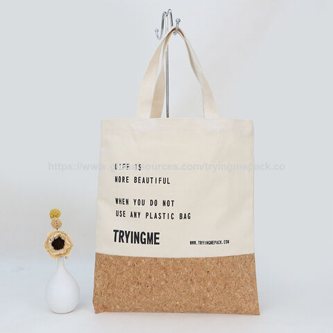 Bolsa Tote Grande de Lona de Algodón, Color Natural al por Mayor, con Logotipo Impreso y Plegable para Mujer