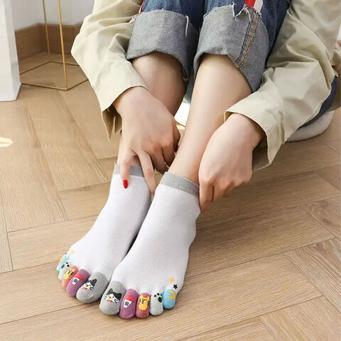 Five Finger Socks Women'S Pure Cotton Five Toe Socks Sweat Absorbing Mid  Tube Split Toe Socks Winter Warm Toes Socks For women