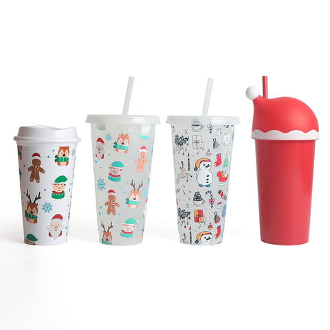 Plastic Christmas Cups,5 Packs Glitter Reusable Plastic Cups with