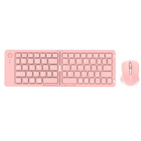 Compre Meetion Mt-btc001 Combo De Teclado Plegable Bluetooth Rosa