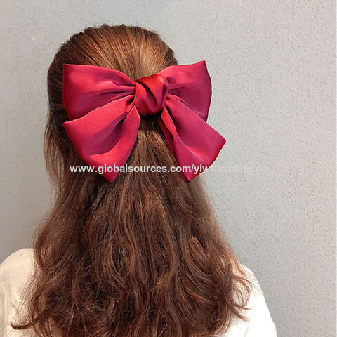 Women Girls Red Big Bow Hairpin Clip Kids Bow Tassel Ribbon Hair Card Cute  Sweet Snow
