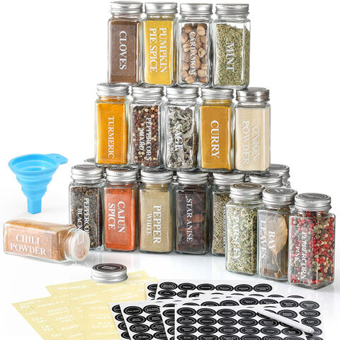 Buy Wholesale China 4 Oz Empty Glass Spice Jars With Labels And Airtight  Metal Lid Kitchen Square Spice Bottles Containers & Spice Jars at USD 0.19