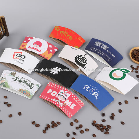 Manga de Papel Buen Precio Empaque de Papel para Tazas de Café Caliente Manga de Papel Reciclable de Pared Simple Kraft para Vasos de Café y Refrescos