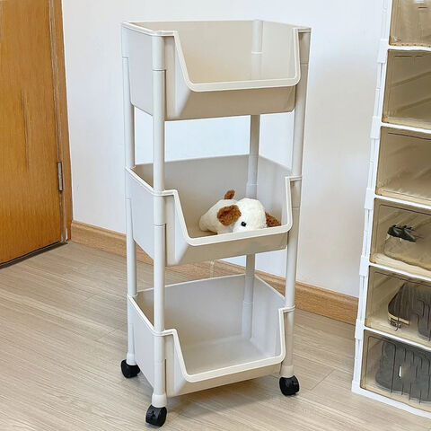 Organizador de cozinha doméstico de plástico móvel, estantes de armazenamento multicamadas com rodas - Solução de armazenamento versátil para casa for sale at factory direct price