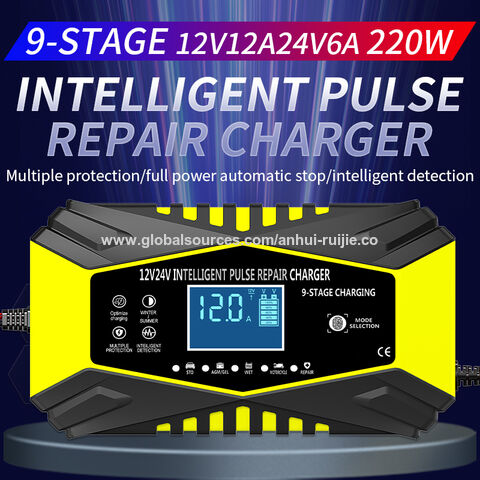 12V 24V Car Battery Charger Intelligent Automatic Pulse Repair Starter  AGM/GEL