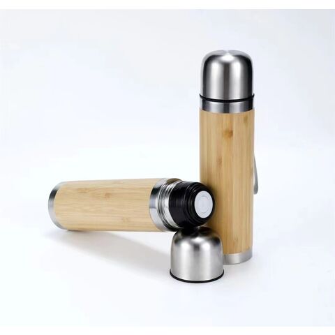 Bamboo Tumbler Vacuum Insulated Stainless Steel Thermos with Tea