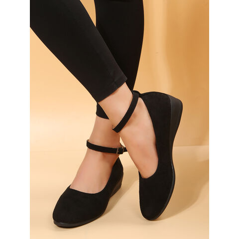 Women s Fashion Classic Black Velvet Comfortable And Breathable Flat Bottom Small Slope Heel With Backstrap Casual Shoes Expore China Wholesale Ankle Stripe Shoe light Weight and Black Velvet Shoes Ba...